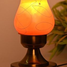 SOMIL Gold-Toned Printed Glass Cylindrical Shaped Table Lamp-image-81
