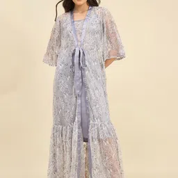 The Kaftan Company Women Satin Wrap Nightdress With Robe-image-44