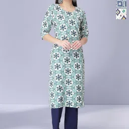 HERE&NOW Selection Of 3 Geometric Printed Round Neck Straight Kurtas-picture-15