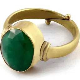 GenZcomplex Gold-Plated 4.25 Ratti Panna Emerald Gemstone Studded Finger Ring-52