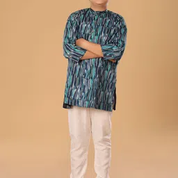 The Mini Trunk Boys Abstract Printed Regular Mandarin Collar Straight Kurta With Trousers-6
