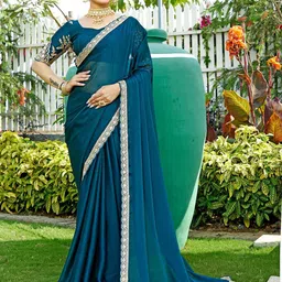 K 5 Fashion Women Chiffon Sareewith coding laceSaree-7
