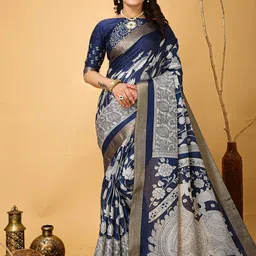 HERE&NOW Women Ethnic Motifs Zari Art Silk Baluchari Saree-picture-34