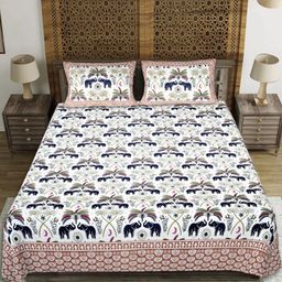 EasyGoods Brown & White Ethnic Motifs 210 TC King Bedsheet with 2 Pillow Covers-image-30