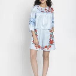 Shaye Floral Printed Scoop Neck Top With Shorts-image-11