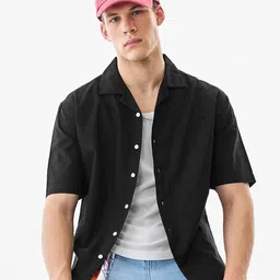 Snitch Men Boxy Fit Solid Cuban Collar Casual Shirt-picture-22