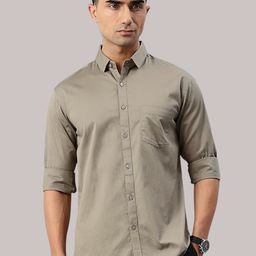 VILLAIN India \Spread Collar Slim Fit Pure Cotton Casual Shirt-image-12