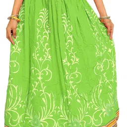 Exotic India Printed Long Skirt With Embellished Patch Border-image-26