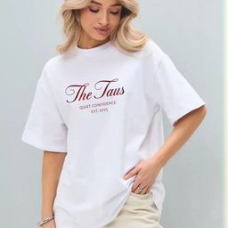 LULU & SKY Women Typography Printed Round Neck Pure Cotton Oversized T-shirt-picture-27