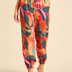 De Moza Women Floral Printed Joggers Trousers-image-55