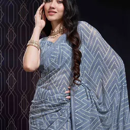 Ethnielle Geometric Print Saree & Blouse Piece-image-38