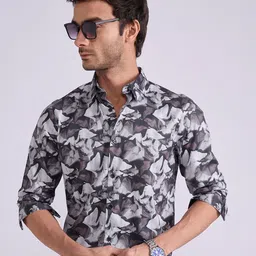 Espanshe Tailored Fit Abstract Printed Long Sleeves Cotton Shirt-image-73