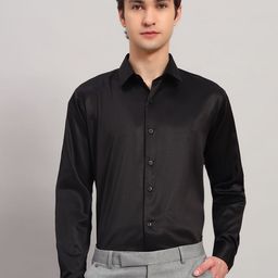 SWAZ Men New Slim Fit Solid Spread Collar Satin Formal Shirt-image-51