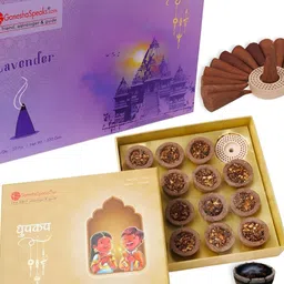GaneshaSpeaks 65-Pcs Natural Guggal Dhoop Cup & Lavender DhoopCone-image-35