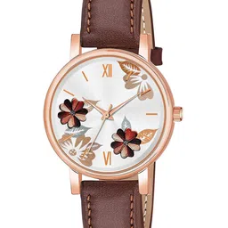 JUST LIKE Girls Printed Dial & Stainless Steel Straps Analogue Watch 81-Flowers Brown-29