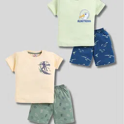 Universal Stars Boys Pack Of 2 Cartoon Printed Pure Cotton T-shirt With Shorts-11