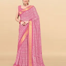 SHIVRUH Bandhani Zari Pure Chiffon Saree-image-92