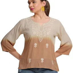 me Queen Women Embroidered Ombre Cotton Top-picture-36