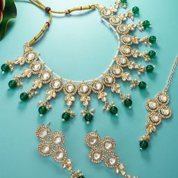 Anouk Gold-Plated Stone-Studded & Beaded Jewellery Set-picture-17