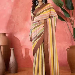 SHADOW & SAINING Striped Zari Poly Chiffon Saree-picture-23
