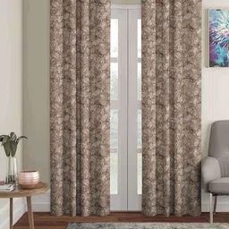 Aura Brown 2 Pieces Abstract Printed Room Darkening Long Door Curtains-image-83