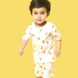 Orange Sugar Unisex Kids Printed T-shirt with Shorts-image-95