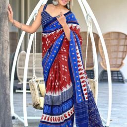 PEENGAX Ethnic Motifs Block Printed Pure Cotton Saree-image-41