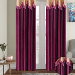 Cortina Purple & Pink Set of 2 Door Curtain-image-76