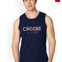 SLOWLORIS Pack Of 2 Printed Combed Cotton Round Neck Gym Vest VSL26 CMB(CHS NAVY)(CHS RED)-image-89