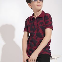 Jack & Jones Junior Boys Floral Printed Polo Collar Pockets T-shirt-image-95