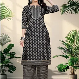 HIALTO Women Ethnic Motifs Printed Regular Pure Cotton Kurta with Palazzos-picture-5