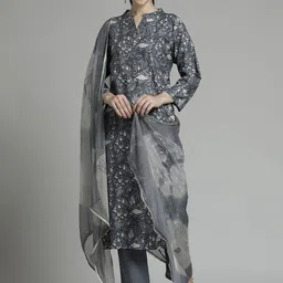 Jaipur Kurti Women Floral Printed Regular Pure Cotton Kurta with Palazzos & With Dupatta-image-56