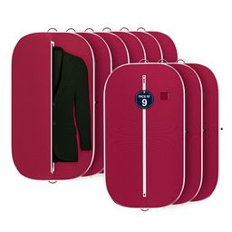 Kuber Industries Maroon & White 9 Pieces Textured Non-Woven Suit Organisers With Zip-18