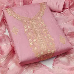 SHADOW & SAINING Floral Woven Design Zari Unstitched Dress Material-image-96