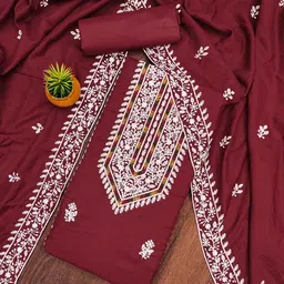 SAINOOR Embroidered Pure Cotton Unstitched Dress Material-picture-37