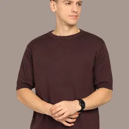 Mast & Harbour Round Neck Cotton Regular Fit Flat Knit T-shirt-picture-35