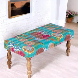 Ikiriya Sea Green & Pink Wooden 2 Seater Bench-image-78