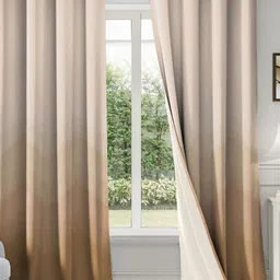 CASABLEU Peach And Cream 2 Pieces Black Out Door Curtains-53