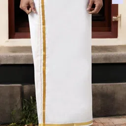 WHITE HEART Pack of 2 Men Pure Cotton Double Layer Dhoti-3