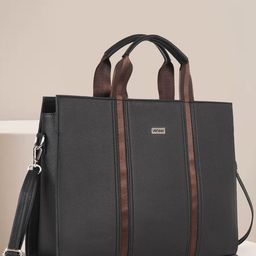 Veneer Black & Brown Laptop Tote Handbag-35