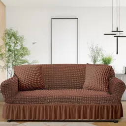 Aura Brown 2 Pieces L-Shaped Sofa Cover With Arms-image-47