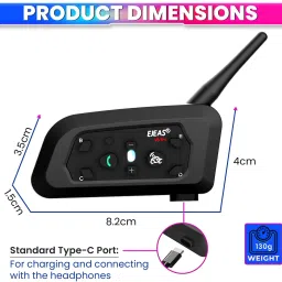 EJEAS V6 Bluetooth Helmet Intercom for 6 Riders (Single Unit) Smart Headphones image 4