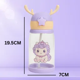 Deer Horn Multi Design Cute Mix Cartoon Sipper school Bottle for Kids with Strap 550 ml Sipper-image-43