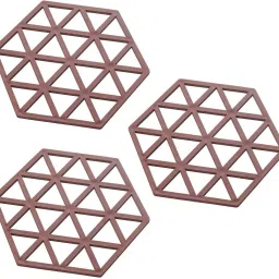 Silicone Trivet Mats and Hot Pads, Heat Resistant Non-Slip Pot Holders (Brown) Polyvinyl Chloride Trivet-39