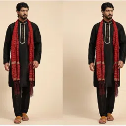 Pure Silk Solid Red Men Dupatta-picture-21