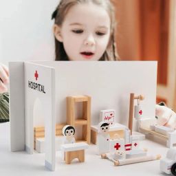 Wooden Doctor Role Play Set Building Block Toy Hospital Patient Educational Toys-15