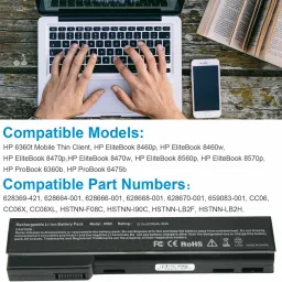 TechSio ProBook 6360b 6460b 6465b 6470b 6 Cell Laptop Battery image 5