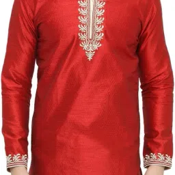 Men Embroidered Dupion Silk Straight Kurta-image-21