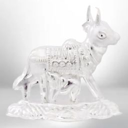 silver cow and calf idol for puja, kamdhenu cow for home and gifting purpose_I47 Decorative Showpiece - 4 cm-image-79