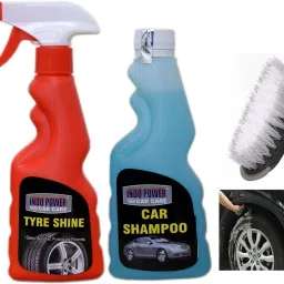 TYRE SHINER SPRAY 250ml+CAR SHAMPOO 250ml+ scratch remover 100gm. +All Tyre Cleaning Brush Combo-image-42